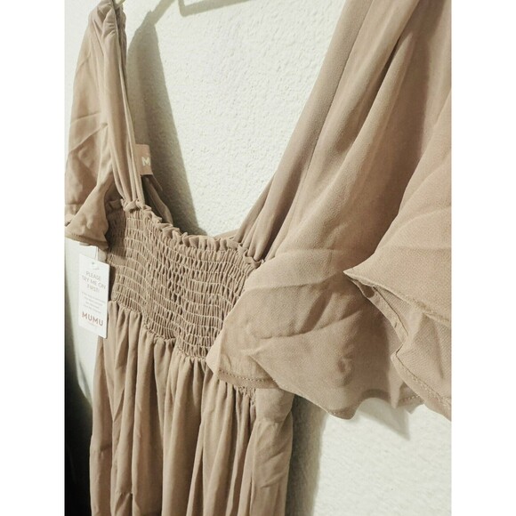 Show me Your Mumu Nicole Maxi Dress in Soft beige chiffon Size: Small NWT - Picture 7 of 9